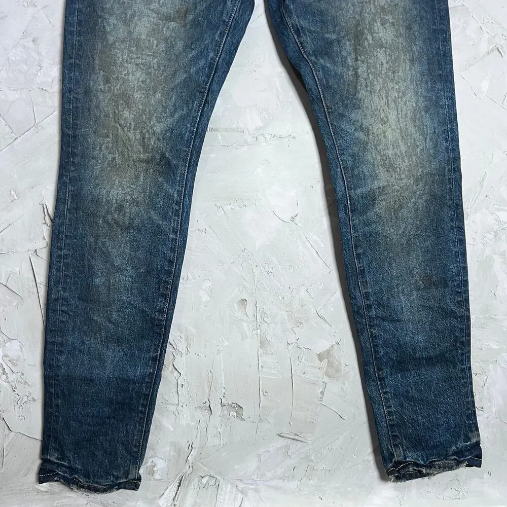 PURPLE Brand Skinny Mud Dark Indigo Jeans Mens 32x33 Button Fly P001 NWT